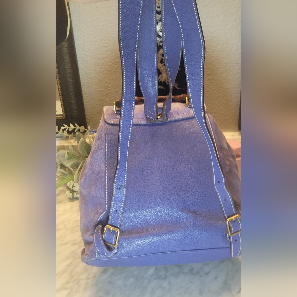 Gucci Bamboo Leather Suede Backpack - Periwinkle Color ๐๐ EUC - Picture 5 of 16
